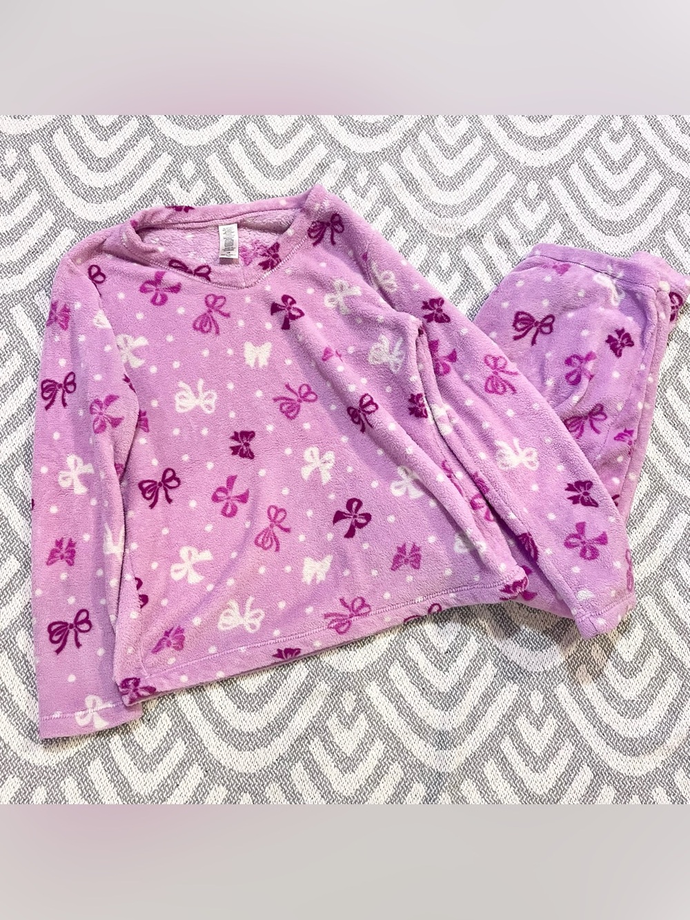 Light Lilac Purple Fleece Lounge Sleep Pajama Set Large